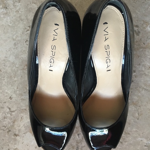 Via Spiga patent leather peep toe cork wedges - Picture 7 of 8